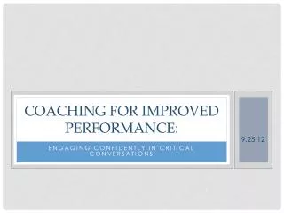 coaching for improved performance