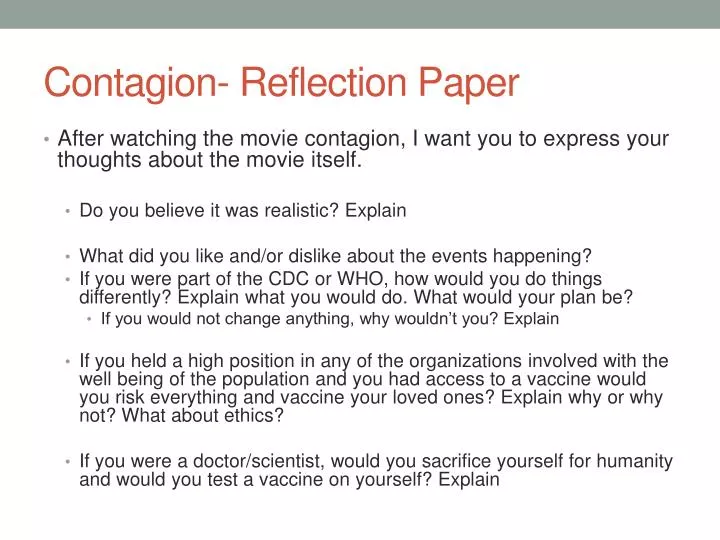 contagion reflection paper