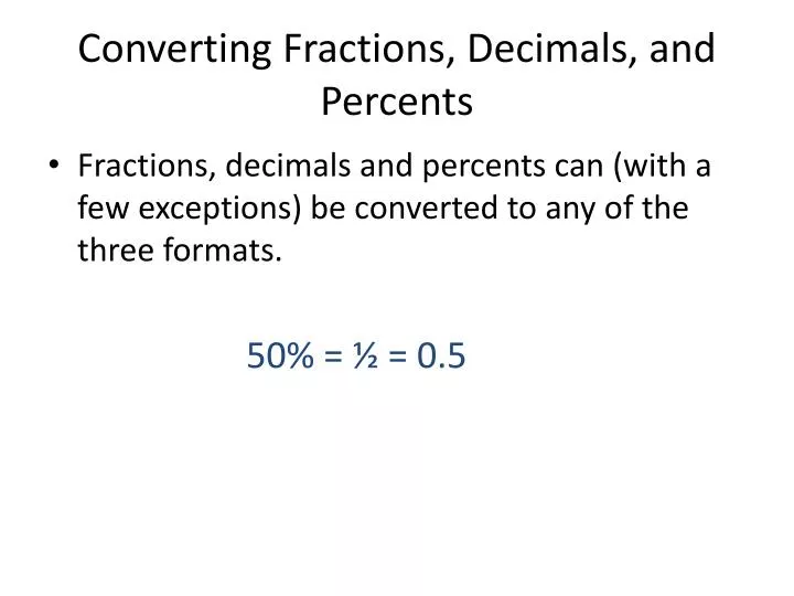 converting fractions decimals and percents