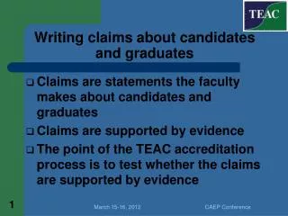 Writing claims about candidates and graduates