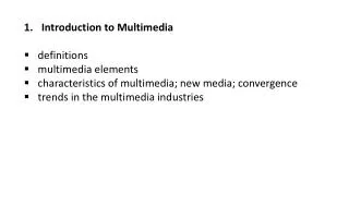 Introduction to Multimedia definitions multimedia elements