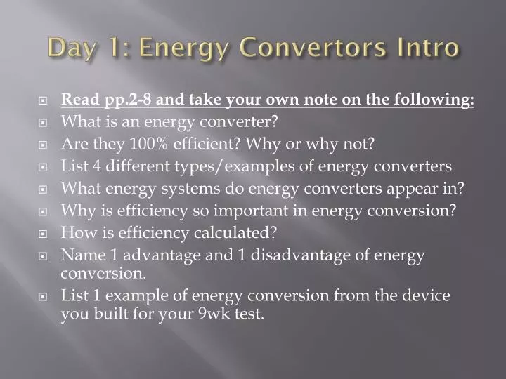 day 1 energy convertors intro