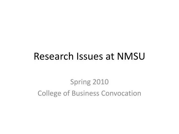 research issues at nmsu