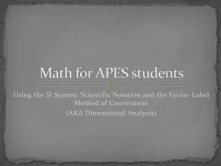 Math for APES students
