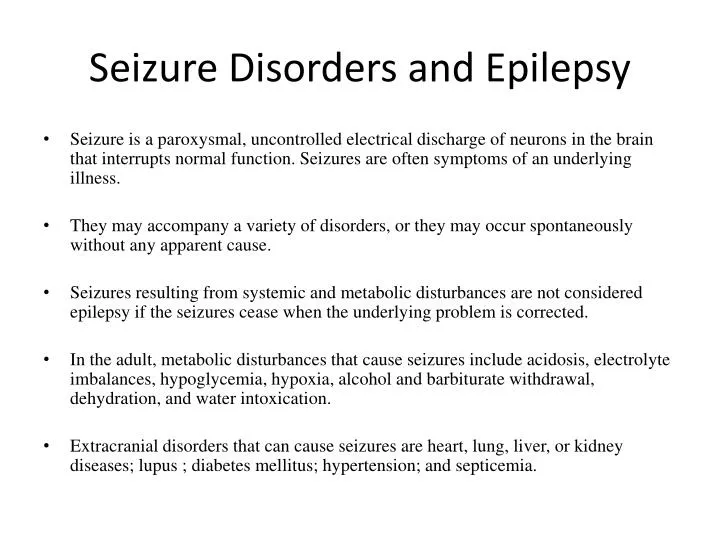seizure disorders and epilepsy