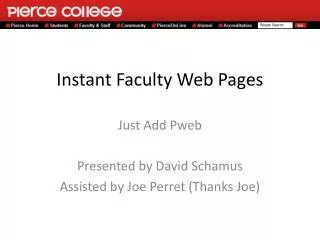 Instant Faculty Web Pages