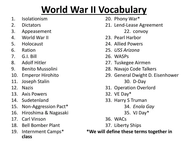 world war ii vocabulary