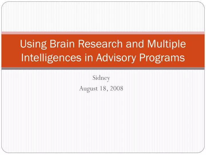 using brain research and multiple intelligences in advisory programs