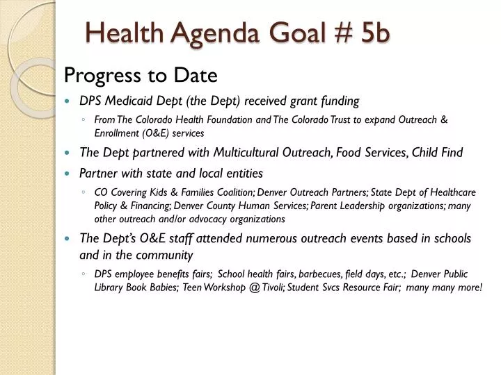 health agenda goal 5b