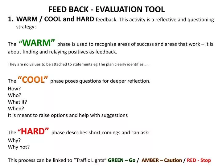 feed back evaluation tool