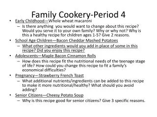 Family Cookery-Period 4