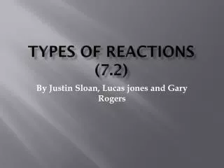 Types of Reactions (7.2)