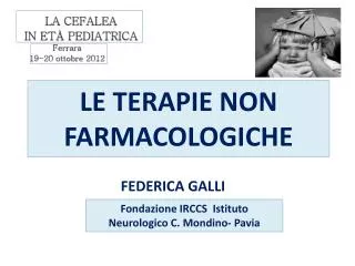 le terapie non farmacologiche