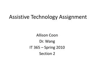 Assistive Technology Assignment