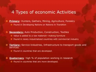 4 Types of economic Activities
