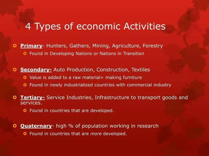 4 types of economic activities