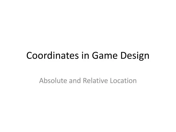 coordinates in game design