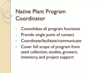 Native Plant Program Coordinator