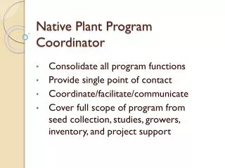 native plant program coordinator