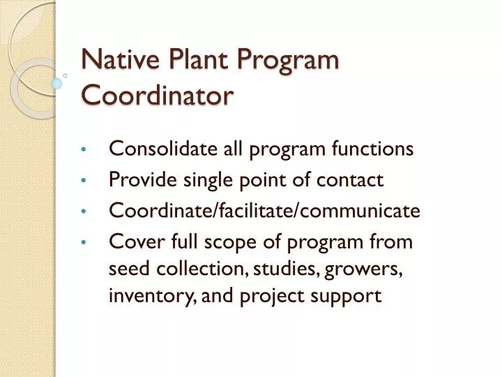 native plant program coordinator