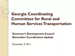 Georgia Coordinating Committee for Rural and Human Services Transportation