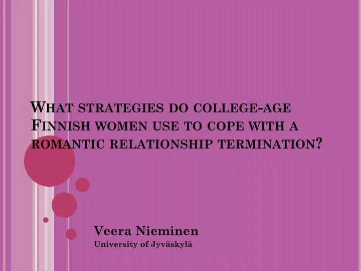 what strategies do college age finnish women use to cope with a romantic relationship termination