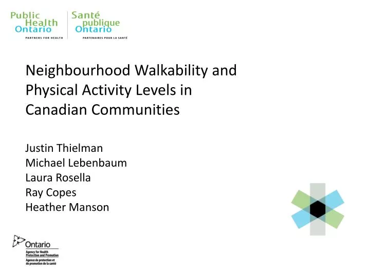 neighbourhood walkability and physical activity levels in canadian communities