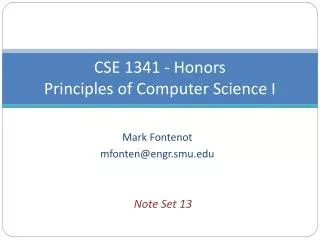 cse 1341 honors principles of computer science i