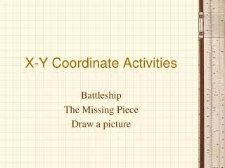 X-Y Coordinate Activities