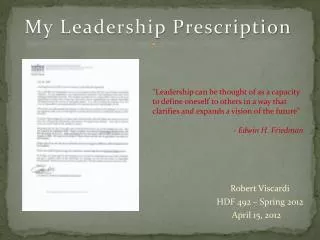 My Leadership Prescription