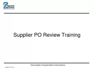 Supplier PO Review Training