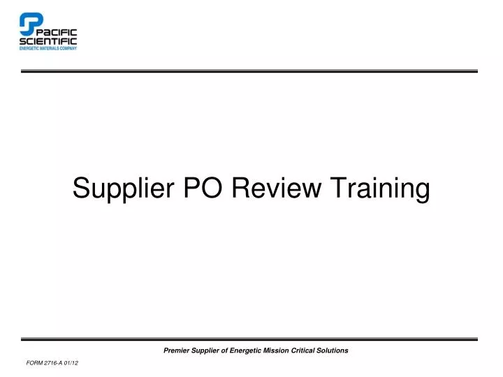 supplier po review training