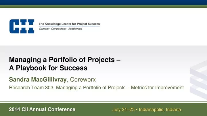 managing a portfolio of projects a playbook for success