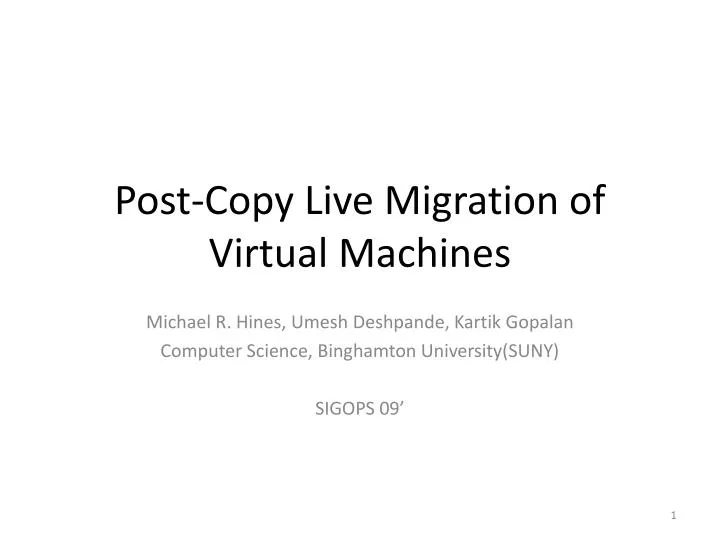 post copy live migration of virtual machines