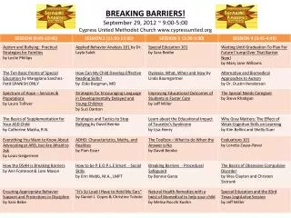 breaking barriers september 29 2012 9 00 5 00 cypress united methodist church www cypressunited org
