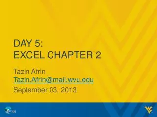Day 5: Excel Chapter 2