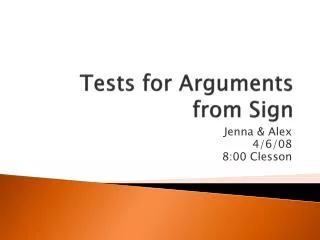 Tests for Arguments from Sign