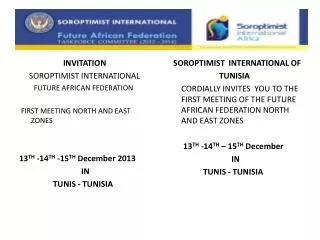 INVITATION SOROPTIMIST INTERNATIONAL