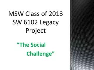 MSW Class of 2013 SW 6102 Legacy Project