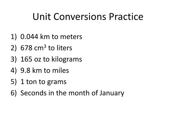 unit conversions practice
