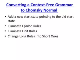Converting a Context-Free Grammar to Chomsky Normal