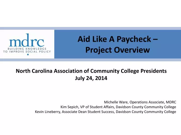aid like a paycheck project overview