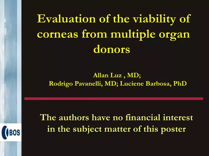 evaluation of the viability of corneas from multiple organ donors