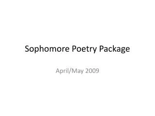 Sophomore Poetry Package