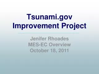 Tsunami Improvement Project