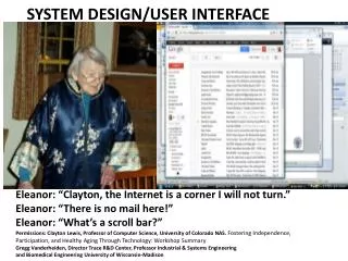 SYSTEM DESIGN/USER INTERFACE