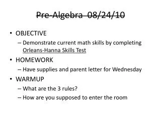 Pre-Algebra 08/24/10
