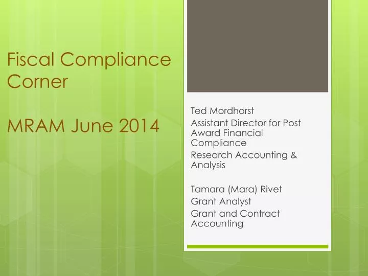 fiscal compliance corner mram june 2014