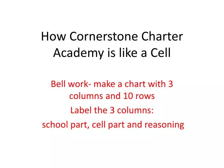 how cornerstone charter academy is like a cell