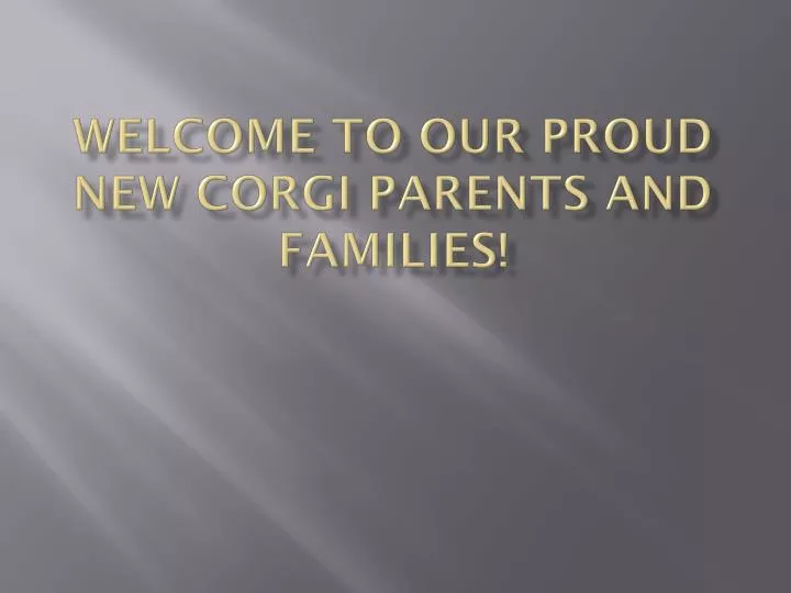 welcome to our proud new corgi parents and families